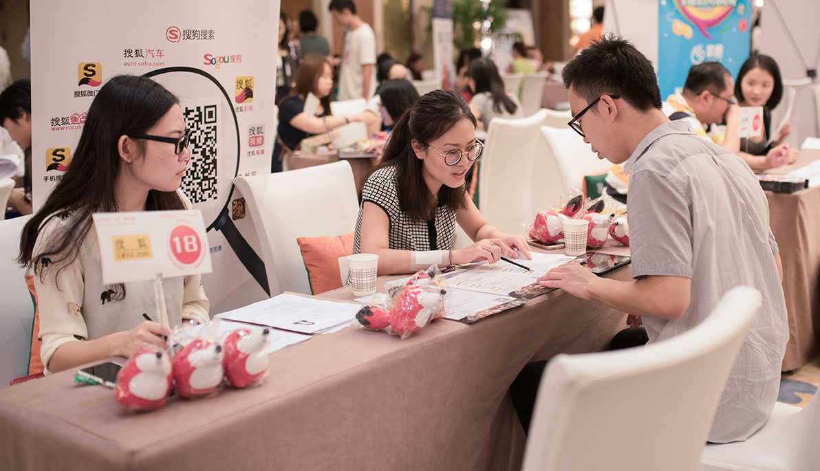 Students at career fair in China.