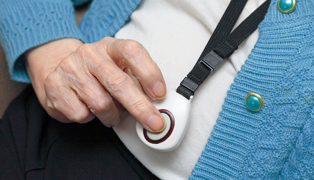 Elderly woman with wearable.