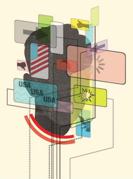 Abstract illustration of person thinking about the election.
