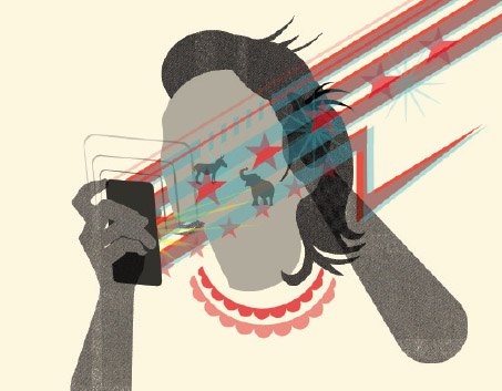 Abstract illustration of person using their mobile device.