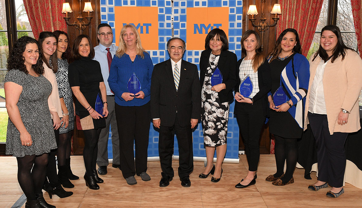 The winners of the first NYIT Staff Appreciation Day with Interim President Rahmat Shoureshi. The winners of the first NYIT Staff Appreciation Day with Interim President Rahmat Shoureshi.