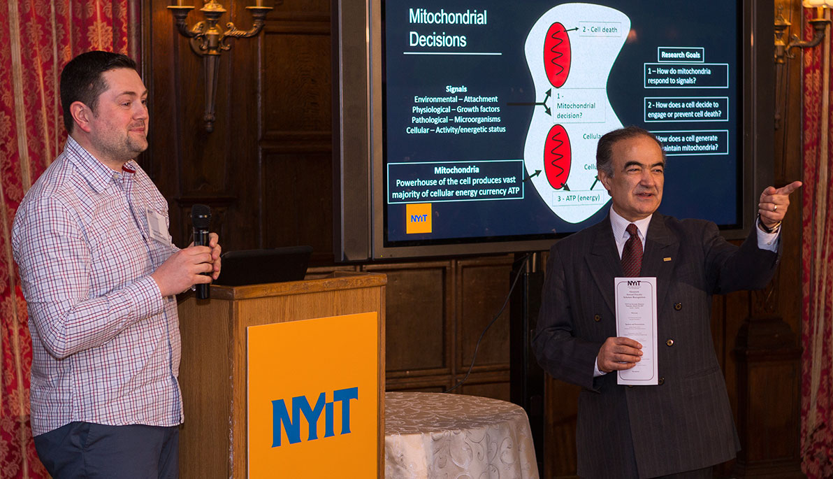 Assistant Professor Gavin McStay and Interim President Rahmat Shoureshi. Assistant Professor Gavin McStay and Interim President Rahmat Shoureshi.