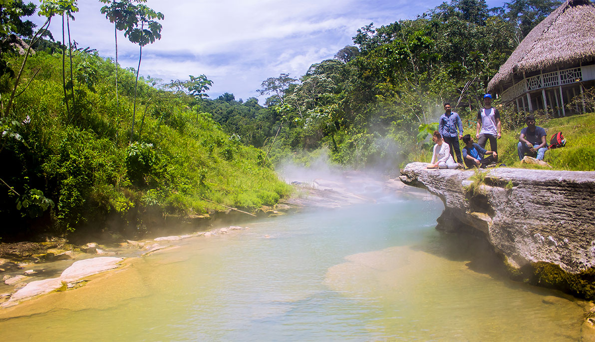 NYIT students and faculty member at the Boiling River.