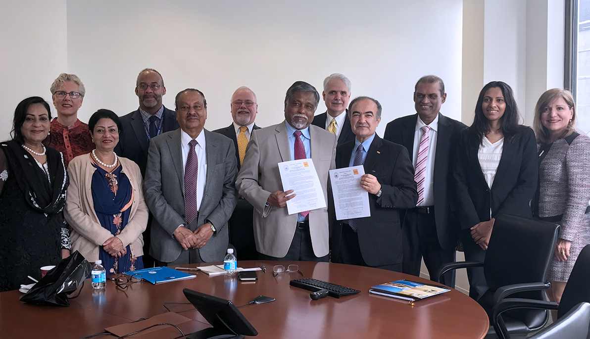 Senior leaders of North South University with NYIT Interim President Rahmat Shoureshi.