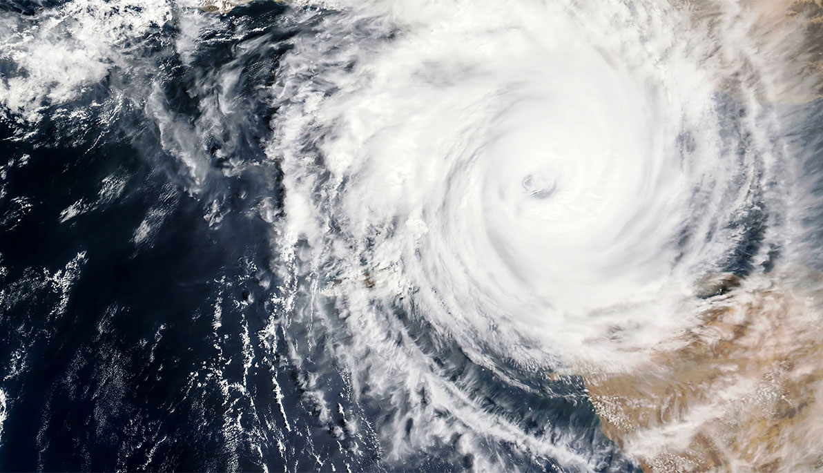 Satellite view of a hurricane.