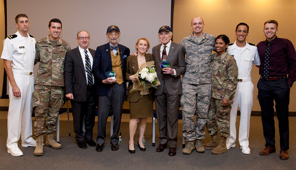 Dean Wolfgang Gilliar and Murray Goldstein with Connie and Martin Diamond and students from the NYITCOM AMOPS chapter. Dean Wolfgang Gilliar and Murray Goldstein with Connie and Martin Diamond and students from the NYITCOM AMOPS chapter.