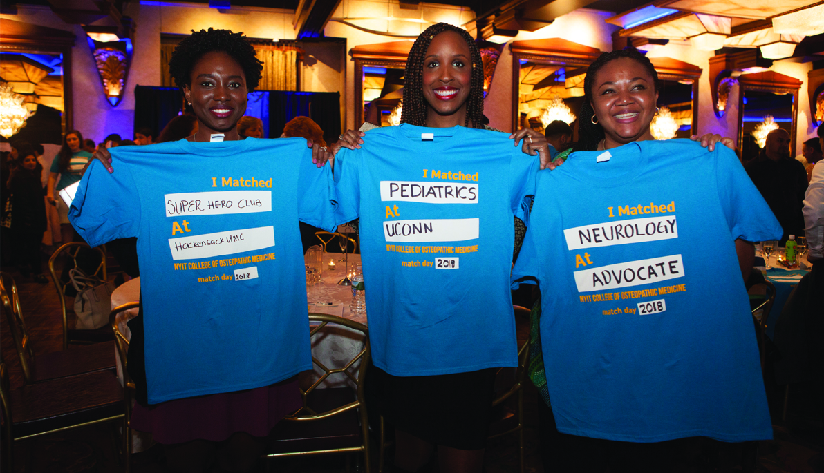 Pictured from left: NYITCOM students  Jedidah Nuamah, Lenora Codrington, and Nkeiruka Nwapa.