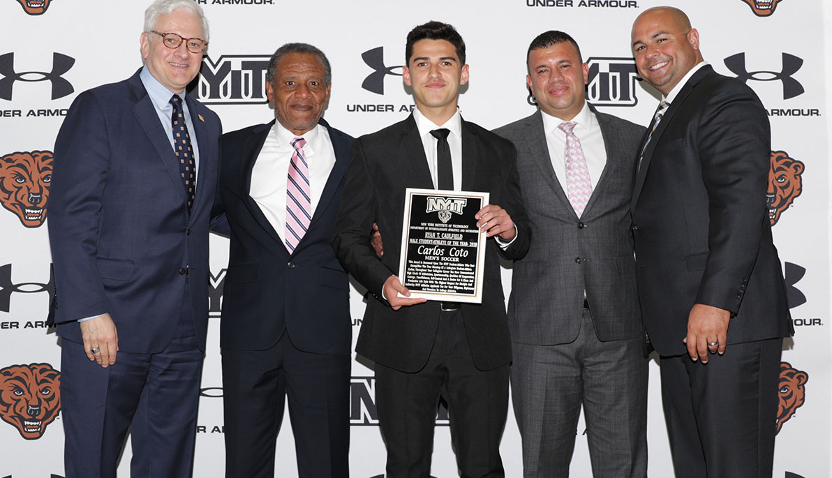 NYIT President Hank Foley, Frantz St. Lot, Carlos Coto, Carlos Delcid, and Dan Velez NYIT President Hank Foley, Frantz St. Lot, Carlos Coto, Carlos Delcid, and Dan Velez