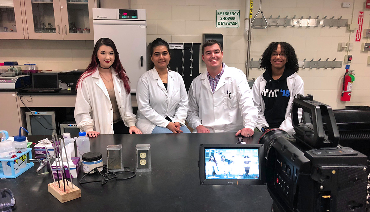 Brianna Weiss, Lovejit Kaur, Assistant Professor Bryan Gibb, and Linesha Davis.