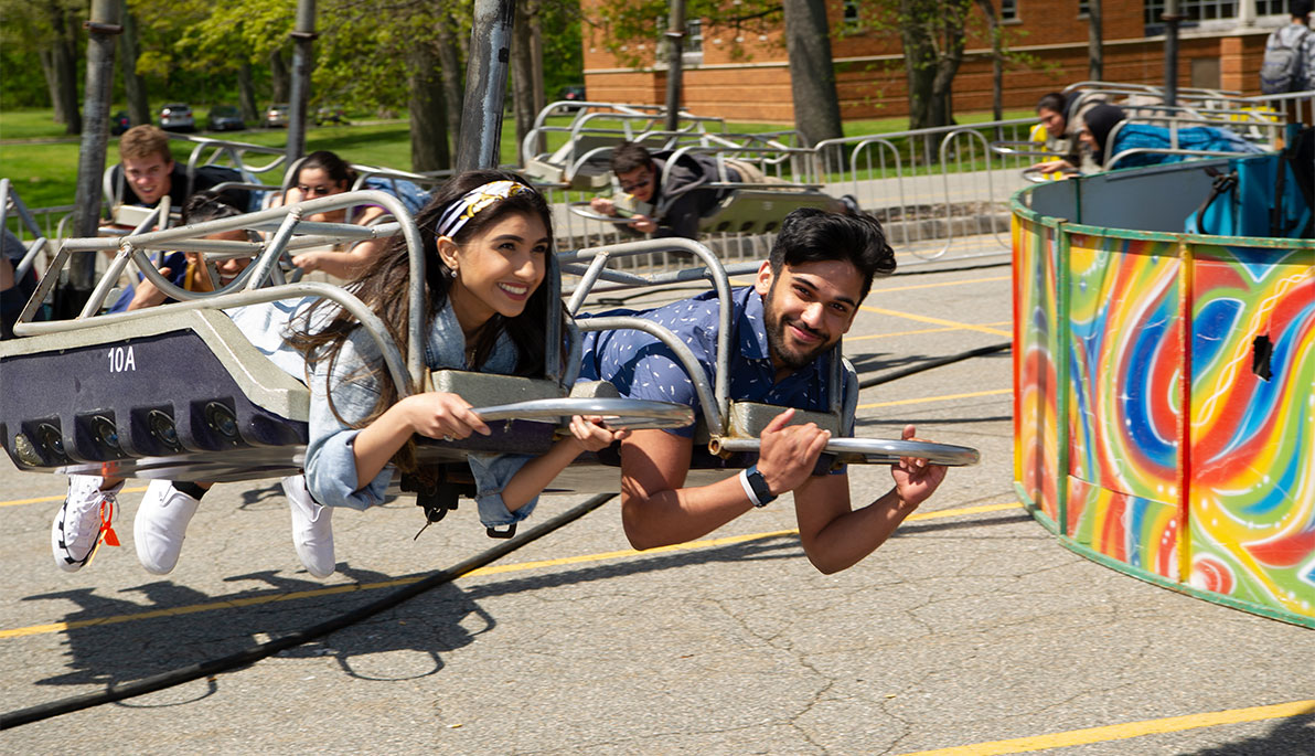 Two NYIT students on a ride.