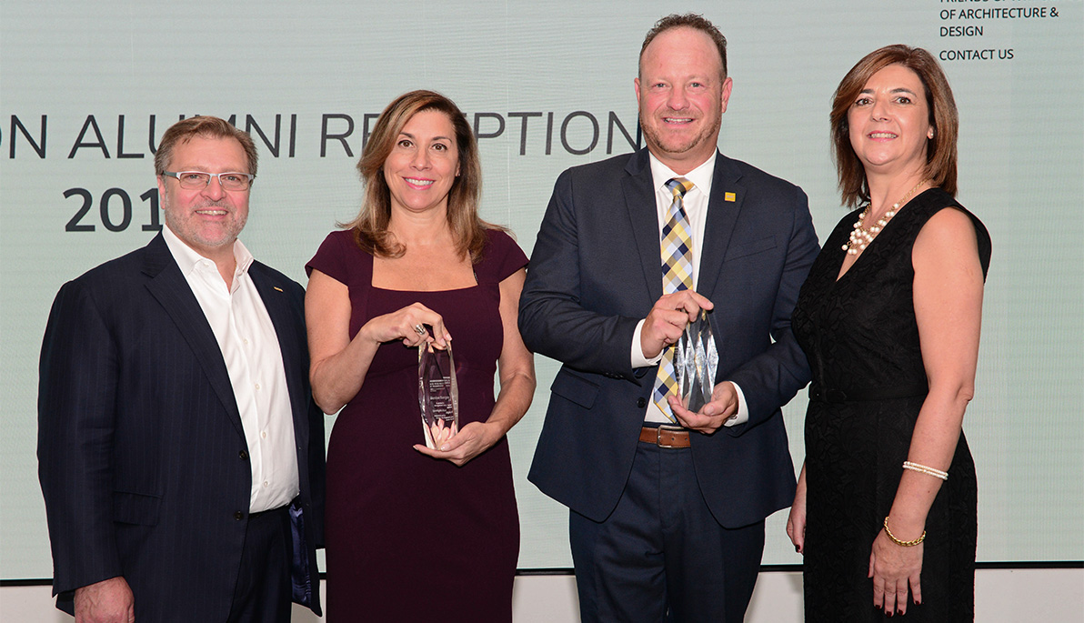 FRIENDS Chair Domenick Chieco, honorees Denise M. Berger and Joseph A. Chiarelli, and Dean Maria Perbellini FRIENDS Chair Domenick Chieco, honorees Denise M. Berger and Joseph A. Chiarelli, and Dean Maria Perbellini