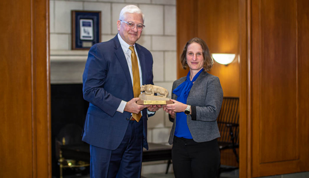 President Foley with Eberly Dean Tracy Langkilde 