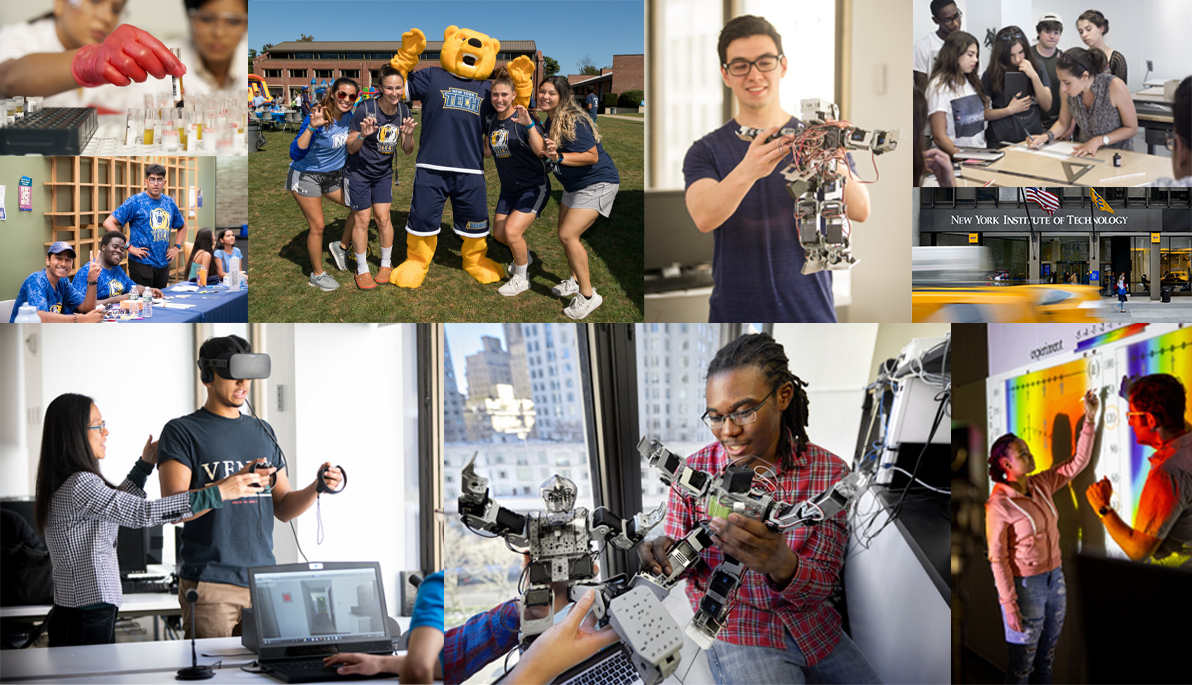 Collage of students on campus and in the classroom