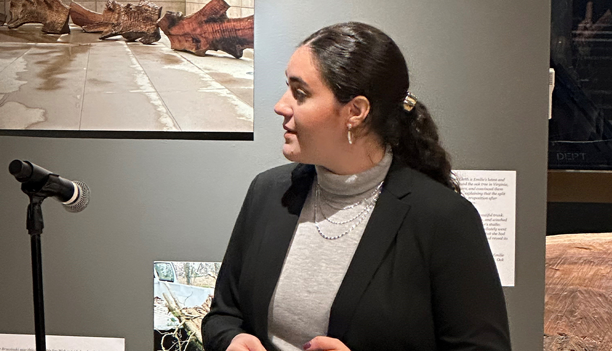 Adina Tsibulevskiy at the dedication event at the Nada Anid, Ph.D., Art Gallery and Student at the New York City campus