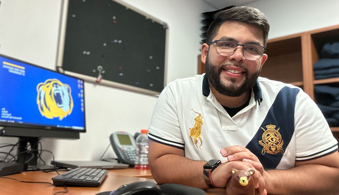 Joel Acevdeo at his desk