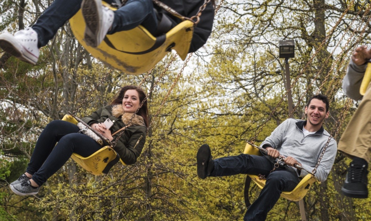 Students on a carnival ride