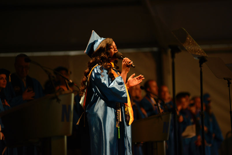 Diedre Morrissey, singing the National Anthem, Class of 2016, School of Health Professions