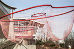 Public artwork by Janet Echelman entitled “Water Sky Garden.”