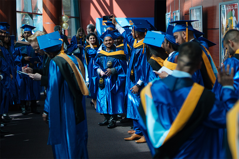 Students take their place in line for the procession.