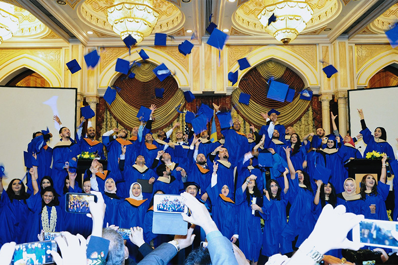 The Class of 2017 tosses their caps in their air at the end of the ceremony.