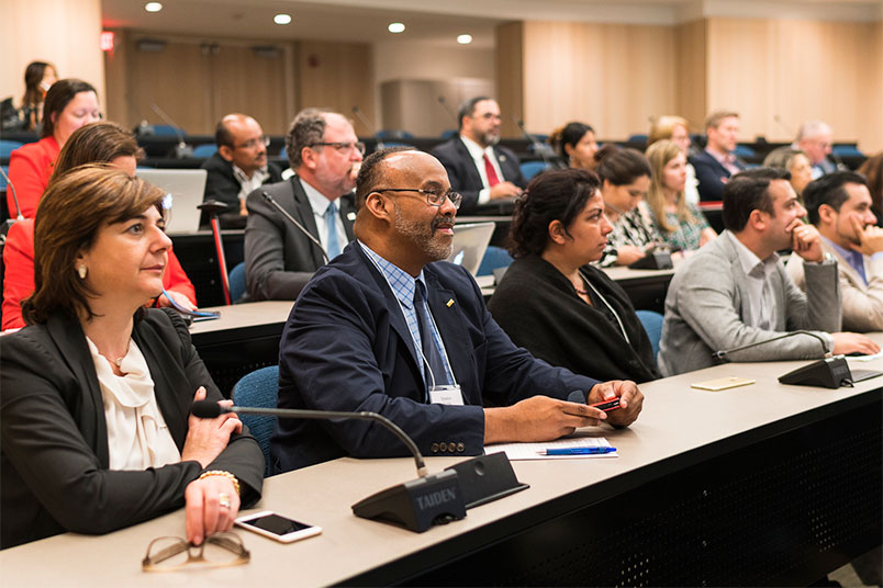 Dean Maria Perbellini, left, and Sheldon Fields, Ph.D., dean of NYIT School of Health Professions.