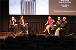 From left: Carl Matthews from the Fay Jones School of Design, alumna Melanie Li from Flag Luxury Group, Lauren Adams from Gensler, and designers Giorgio Borruso and Adam Tihany.