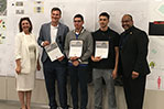 Arkadiusz Chrobac, Luis Bruni, and Santiago Molina pose with deans Maria Perbellini and Sheldon Fields.