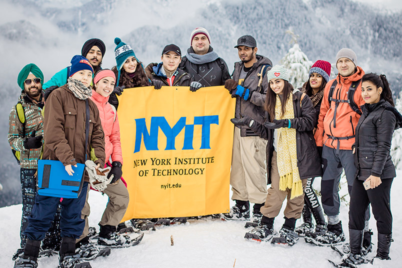 NYIT-Vancouver students on a snowshoeing trip to Mount Seymour. “It was quite hard, but the view on top of Dog Mountain made the trek worth it!”