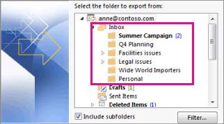 Select mail folder